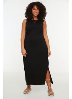 Buy Black Straight Cut Slit Knitted Dress TBBSS22AH0162 in Egypt