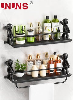 Buy Shower Caddy Organizer,2-Pack Bathroom Shelf Storage Organizer With Towel Rack,Wall Mounted Humanoid Shaped Bathroom Hardware For Washroom Toilet Kitchen in UAE