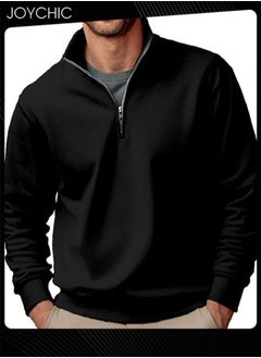 اشتري Mens 1/4 Zip Cadet Collar Fall Winter Sweatshirts Long Sleeve Slim Fit Golf Polo Pullover Casual French Rib Sweater في الامارات