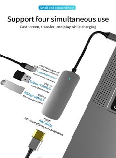 اشتري محول USB C Hub 4 في 1 Type C Hub متعدد المنافذ متوافق مع 60W Pd + 4K HDMI + USB3.0 + USB2.0 في السعودية