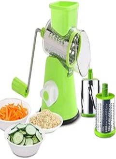 اشتري hanso Slicer Vegetable Cutter Mandolins, Vegetable Slicer Food Cutter and Shredder Food Dicer Interchangeable Blades Grater, Chopper, All in ONE Slicer, (Green) في مصر