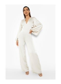 اشتري Satin Plunge Batwing Wide Leg Jumpsuit في الامارات