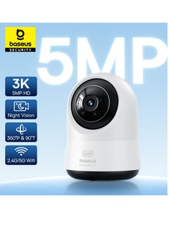 Buy 5MP 3K WiFi Indoor Security Camera with Pan & Tilt, 8x Digital Zoom, Two-Way Audio, Night Vision, Motion Detection, Baby Monitor, Supports 256GB MicroSD, Compatible with Google Assistant & Amazon Alexa, Remote Management via App, Ideal for Home Surveillance in UAE