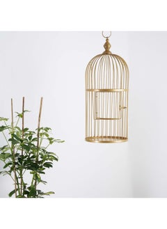 Buy Nubia Hanging Bird Cage | Metal | 25x25x58cm | Gold in UAE