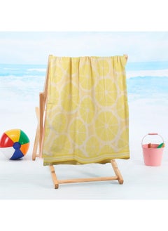 Buy Jacquard Beach Towel Lemon Cotton (86x162 cm) in UAE