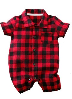 Buy MiniTAQ - Red And Black Check Casual Romper in UAE