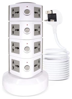 اشتري Padom Universal Vertical Tower Power Strip, Multi Socket(110V-250V) with 2 USB Ports, Electric Charging Station Surge Protector, suitable for any country في الامارات