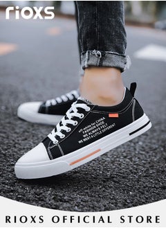 Buy Men's Casual Canvas Low Top Sneakers Classic Lace Up Lightweight Breathable Shoes Fashion Comfortable Flat Shoes in UAE