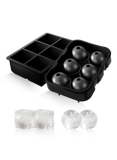 Buy 2 Pack 6 Grid Square And Ice Cube Ball Tray Black in UAE