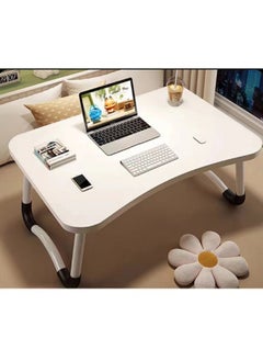 Buy Folding Bed Table White 60x40x28 cm in Saudi Arabia