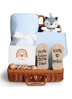 اشتري Baby Gift Basket, Newborn Gift Set with Baby Blanket Baby Rattle, Newborn Baby Gift Set, Newborn Baby Gifts, Medium Baby Gift Basket Kit for Expecting Moms(BLUE) في الامارات