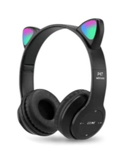 Buy Wireless Gaming Headset, Bluetooth 5.0 Cat Ear Headphones, Kids Headphones,LED Light Up Bluetooth Over Ear Headphones for Kids and Adults Wearing (BLACK) in Egypt