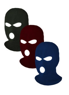 اشتري 3 Hole Full Face Cover Winter Outdoor Sport Knitted Face Cover Ski Adult Balaclava Headwrap Full Face Mask Motorcycle Cycling Snowboard Gear for Outdoor Sports for Men Women في الامارات