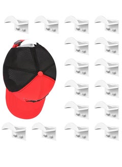 Buy 16 PCS Adhesive Hat Hooks for Wall, Upgraded Hat Holder Hat Hangers, Hat Hook for Baseball Caps, No Drilling, Strong Hat Hooks for Ear Headbands, White in Saudi Arabia