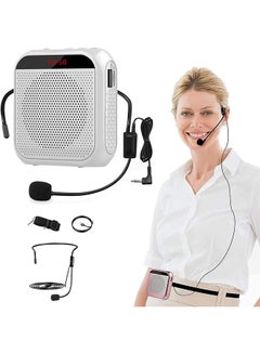 Buy Voice Amplifier with Wired Microphone Headset, Portable Rechargeable Speaker with  PA System, Personal Microphone Speech Amplifier, Loudspeaker for Teachers, Tour Guides, Meeting, Yoga (White) in Saudi Arabia