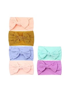 Buy 6 Pieces per Pack Multicolored Headbands, Nylon Stretchable Head Wrap Super Soft Hair Accessories for your Newborn Baby Girls in UAE