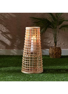 اشتري Decker Modern Bamboo Rattan and Wood Lantern with Glass Votive 24 x 48 x 24 cm في الامارات