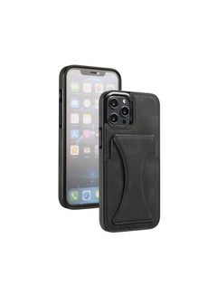 Buy Luxury Leather Card Wallet Holder Phone Cover iPhone 13 Pro Max Black in UAE