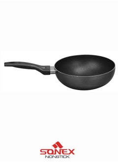 Buy Sonex Non Stick Royal Wok, Dia 28 cm, Capacity 4.5 Ltr, Depth 9 cm, High Quality Teflon Coating PFOA Free With Heat Resistant Ergonomic Handle, Authentic Asian Cooking Experience, Durable Design in UAE