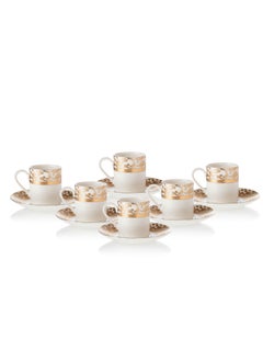 Buy 12 Piece Turkish Coffee Set Pure White Porcelain With Golden Engraving in Saudi Arabia