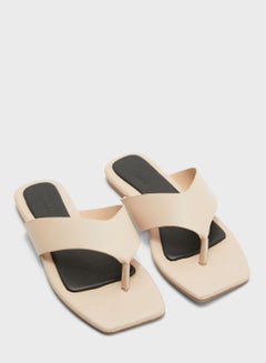 Buy Toe Post Square Front PU Flat Sandal in Saudi Arabia