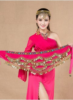 Buy Coins Pendant Diamond Waist Chain Skirt Belly Dance Waist Wrap Belt Skirts Party Rave Costume Rose Pink in UAE