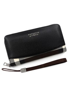 Buy Fashion Trend Multi-functional Leather Long Paragraph Wallet Black in Saudi Arabia