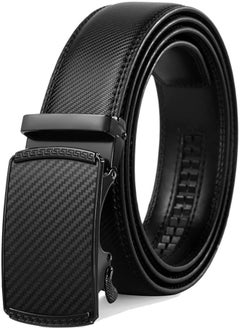 اشتري Mens Autolock Leather Belt - Ratchet Dress Belt with Auto Lock for Perfect Fit (34, Carbon Fiber - Black) في الامارات