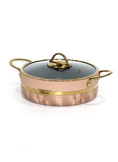 Buy Aluminum Cooking Pot With A Perfect Design 24 cm cream/gold in Saudi Arabia