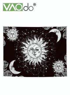 اشتري الشمس والقمر نسيج قصير زغب ديكور المنزل هدب تصميم عالية اللون ثبات الجدار شنقا بطانية 150 * 130 سم أسود في السعودية