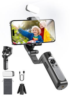 Buy Gimbal Stabilizer for Smartphone, 3-Axis Gimbal for iPhone Android with Magnetic Adjustable Fill Light,Foldable Stabilizer for One-Key Inception for Youtuber,Vlog,Video Record in Saudi Arabia