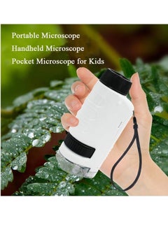 اشتري Miniscope Kids, Pocket Microscope for Kids, Handheld Microscope, Portable Microscope, Led Lighted Pocket Microscope, for Children’s Learning, Scientific Experiment and Exploring The World (White) في الامارات