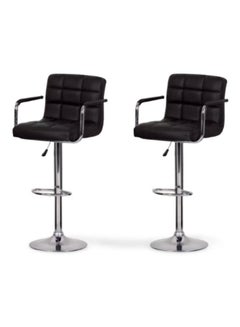 اشتري Modern Height Adjustable Chair , Bar Chair , Bar Stool Set Leather Padded Stool Black/Silver في الامارات