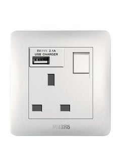 Buy Danube Home - Milano 13A Single Switched Socket Neon With Usb Wh Ps in UAE