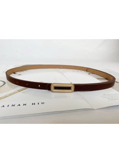 اشتري Womens Vintage Slim Belt for JeansPearl gold long hollow small snap button (Brown) Pearl gold long hollow small snap button (Brown) في السعودية