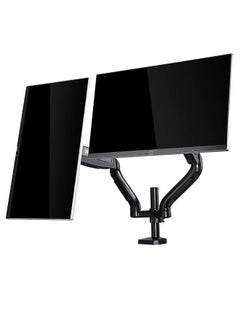 Buy Full Motion Double Monitor Stand for 10-24inch Screens,Swivel Tilt Holds Max 5kg with C-clamp and Grommet Option in Saudi Arabia