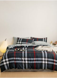 Buy King Size 6 Pieces Bedding Set Without Filler Checkered Design in UAE