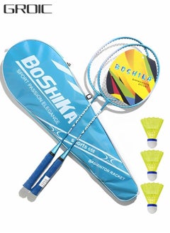 Buy Badminton Racket Set, Lightweight Professional Badminton Racket Set for Adult and Children, Including 2 Rackets, 3 Shuttlecocks and Carry Bag in UAE