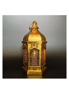 Buy Golden Ramadan lantern, lit by battery, size 30*15*15 in Saudi Arabia