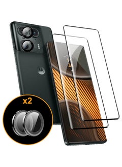 Buy Screen Protector Compatible with Motorola Moto Edge 50 Ultra [2 Pack] Tempered Glass + [2 Pack] Camera Lens Protector, [Maximum Coverage] HD Tempered Glass for Moto Edge 50 Ultra in Saudi Arabia