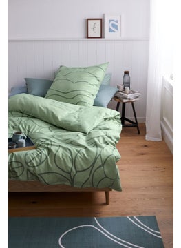 اشتري Cotton Bed Linen Duvet Set 135 x 200 cm, Green في الامارات