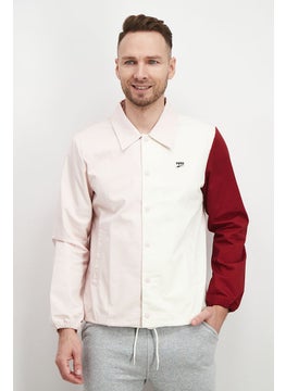 Buy Men Sportwear Fit Long Sleeve Colorblock Coach Jacket, Pink Combo in UAE