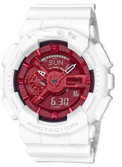 Buy CASIO White Waterproof Shockproof Antimagnetic Watch Red Dial GA-110DBR-7A in Saudi Arabia