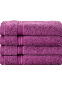 اشتري 4-Piece 100% Combed Cotton 550 GSM Quick Dry Highly Absorbent Thick Handroom Soft Hotel Quality For Hand And Spa Hand Towel Set Plum 40x70cm في الامارات