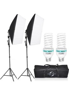 اشتري Photography Softbox Lighting Kit with 2pcs 135W Bulbs Softboxs and Carry Bag في السعودية