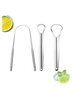 Buy 3 Pcs Tongue Cleaner Tongue Scraper For Adults Portable Stainless Steel Oral Care Device Oral Cleaning Tool For Travel Bathroom in Saudi Arabia