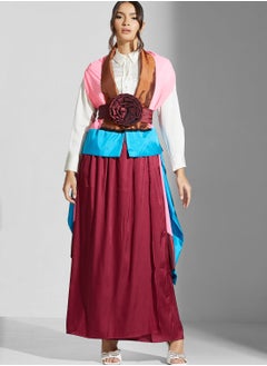 Buy Color Block Belted Dress in UAE