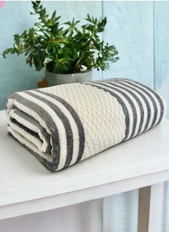 Buy Soft And Absorbent Single Pcs Bath Towel 550GSM - Bathroom Towel Waffle Collection (70x140cm) Grey in Saudi Arabia