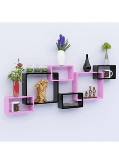 اشتري Wooden Twist Intersecting Wall Shelves Pink & Black Set of 6 في الامارات