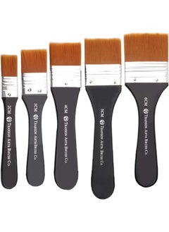 Buy Showay Paint Brushes Set, 5 Piece Flat Brush Set, Multi-Purpose Assorted Size Wall Brushes in Saudi Arabia